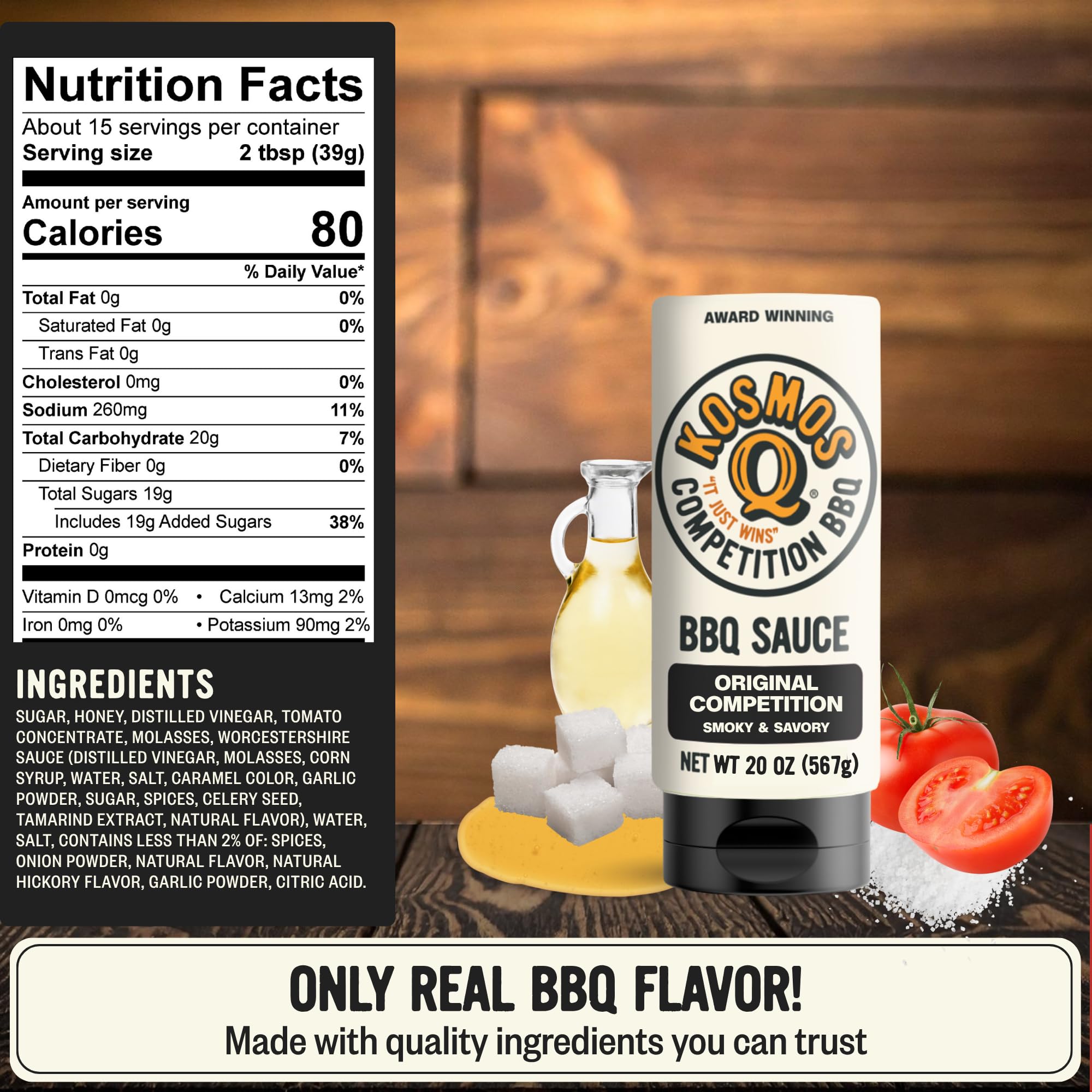 Kosmos Q Original Competition BBQ Sauce, Sweet and Smoky Barbecue Sauce for Ribs, Pulled Pork, Brisket, Chicken, Award-Winning Competition Recipe
