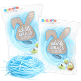 Edible Easter Grass, Basket Stuffer Essentials, Fruit Flavored, Dessert Topper or Springtime Decor (Pack of 2) (Blue)