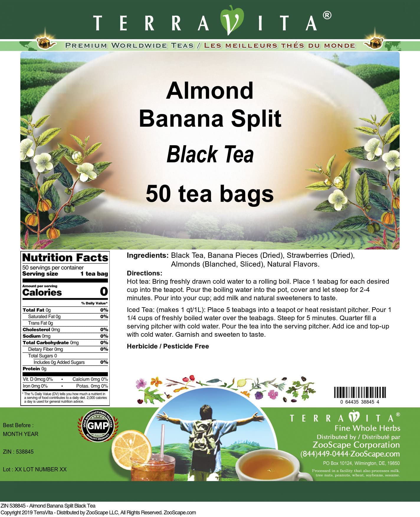 Almond Banana Split Black Tea (50 tea bags, ZIN: 538845)