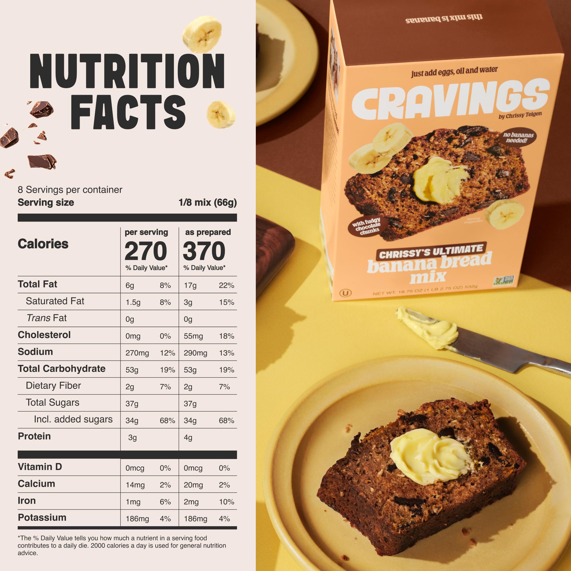 Cravings by Chrissy Teigen Banana Bread Mix - Just Add Eggs, Oil, Water - Banana Cake or Banana Muffin Mix (Pack of 3)