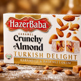 HazerBaba Turkish Delight Candy with Crunchy Almond, 16oz (Pack of 1)