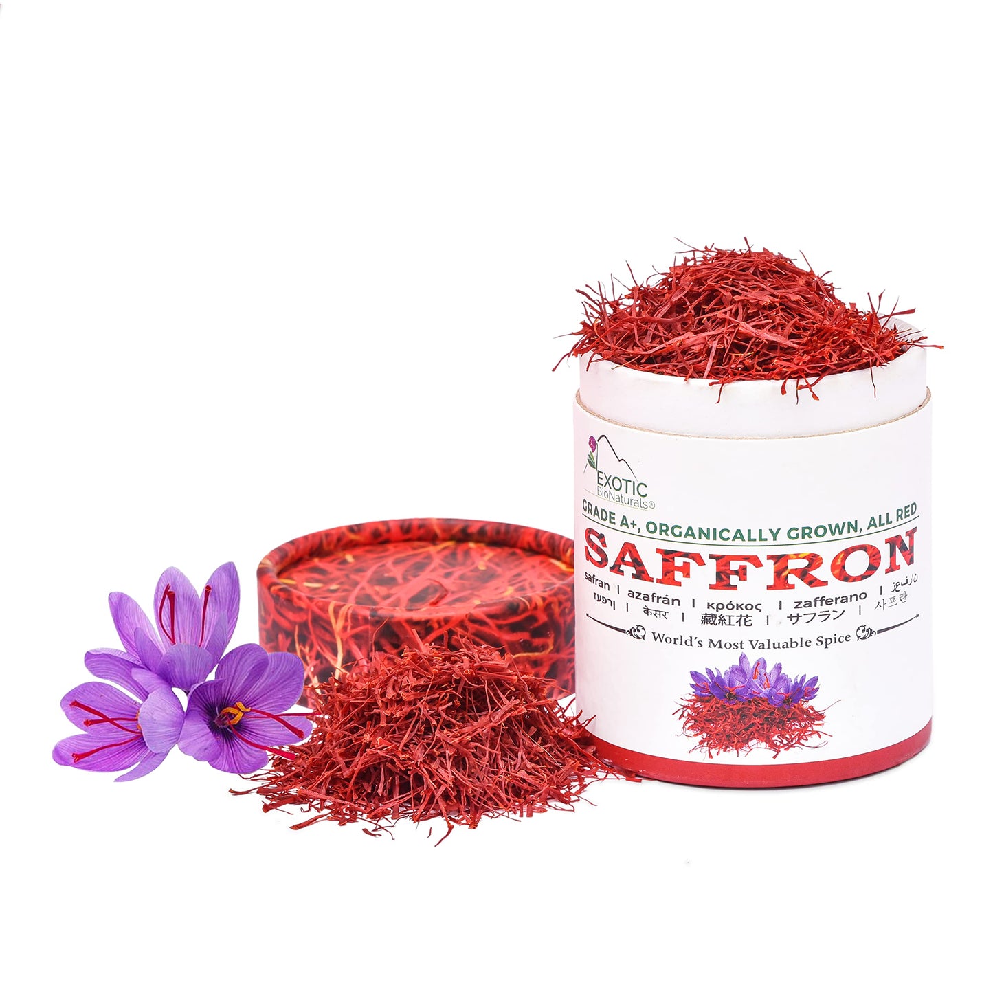 EXOTIC BioNaturals Saffron | Super Negin Grade A+ Saffron Spice | Non-GMO Verified Saffron Threads for Cooking Risotto, Paella, Bomba Rice, Golden