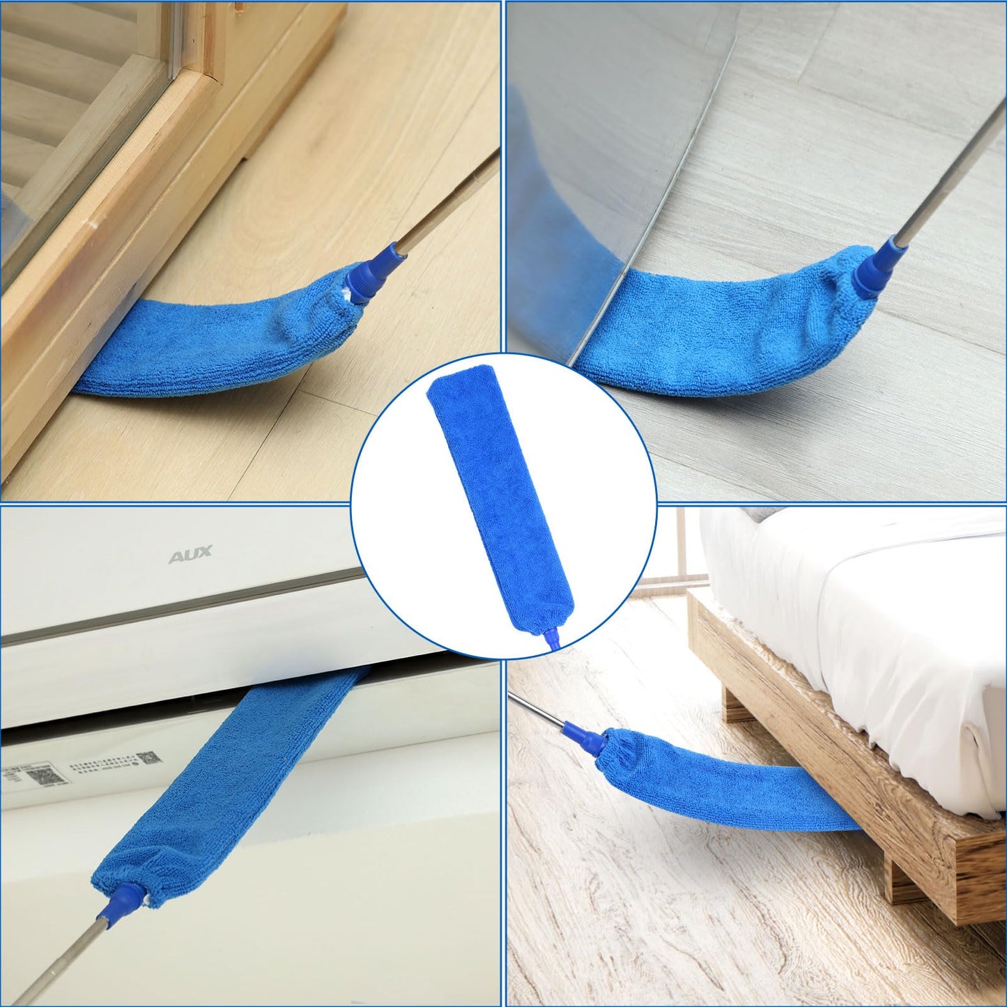 ZZ LAZYCOTTAGE 10 PCS Microfiber Cobweb Duster with Extension Pole (100 Inch Telescoping), Washable Dusters for Cleaning, Multifunctional Bendable
