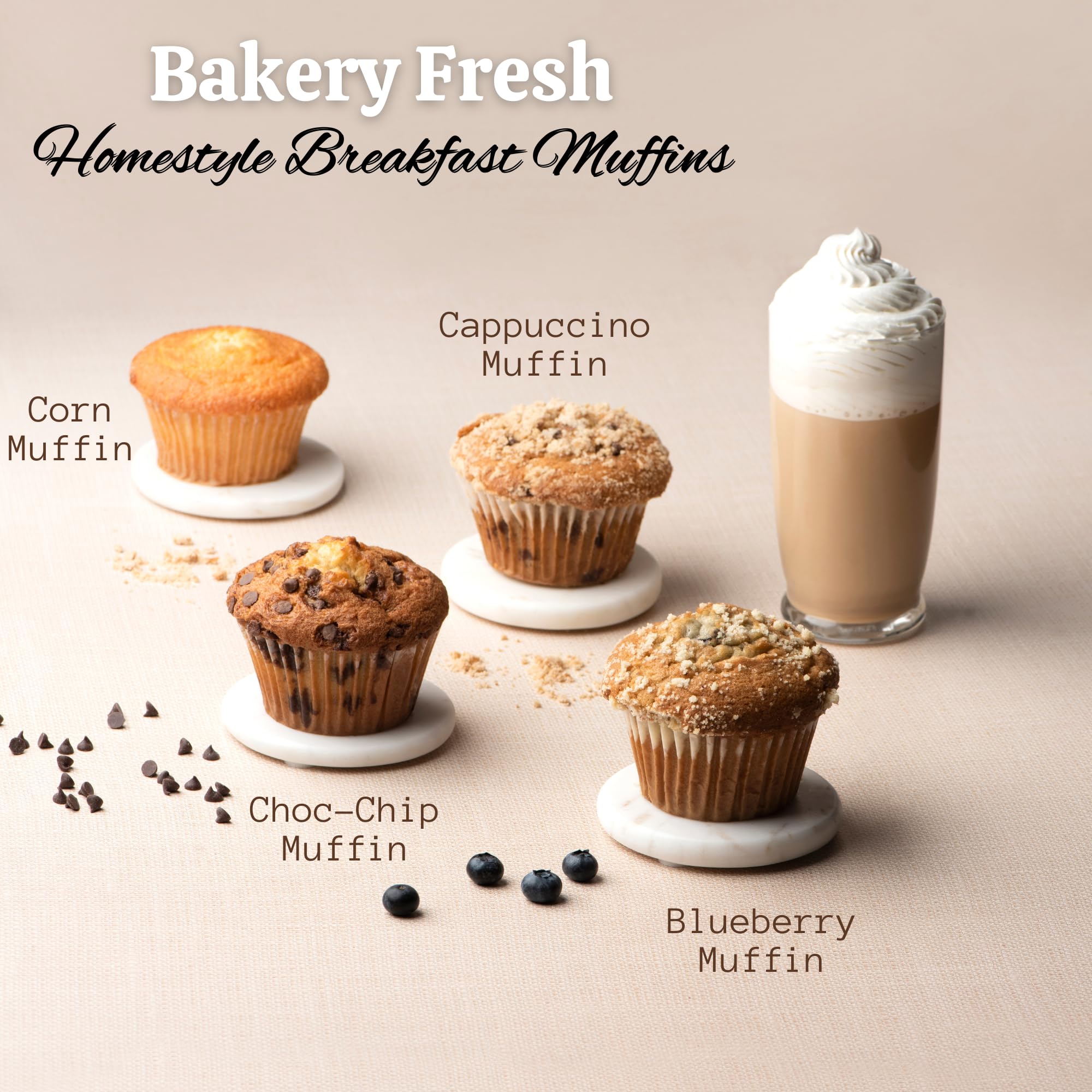 Fresh Bakery Muffins | Chocolate Chip Muffins | 4 Individually Wrapped Muffins Included | Delicious Coffee Cake | 4 oz Per Muffin | Stern’s Bakery
