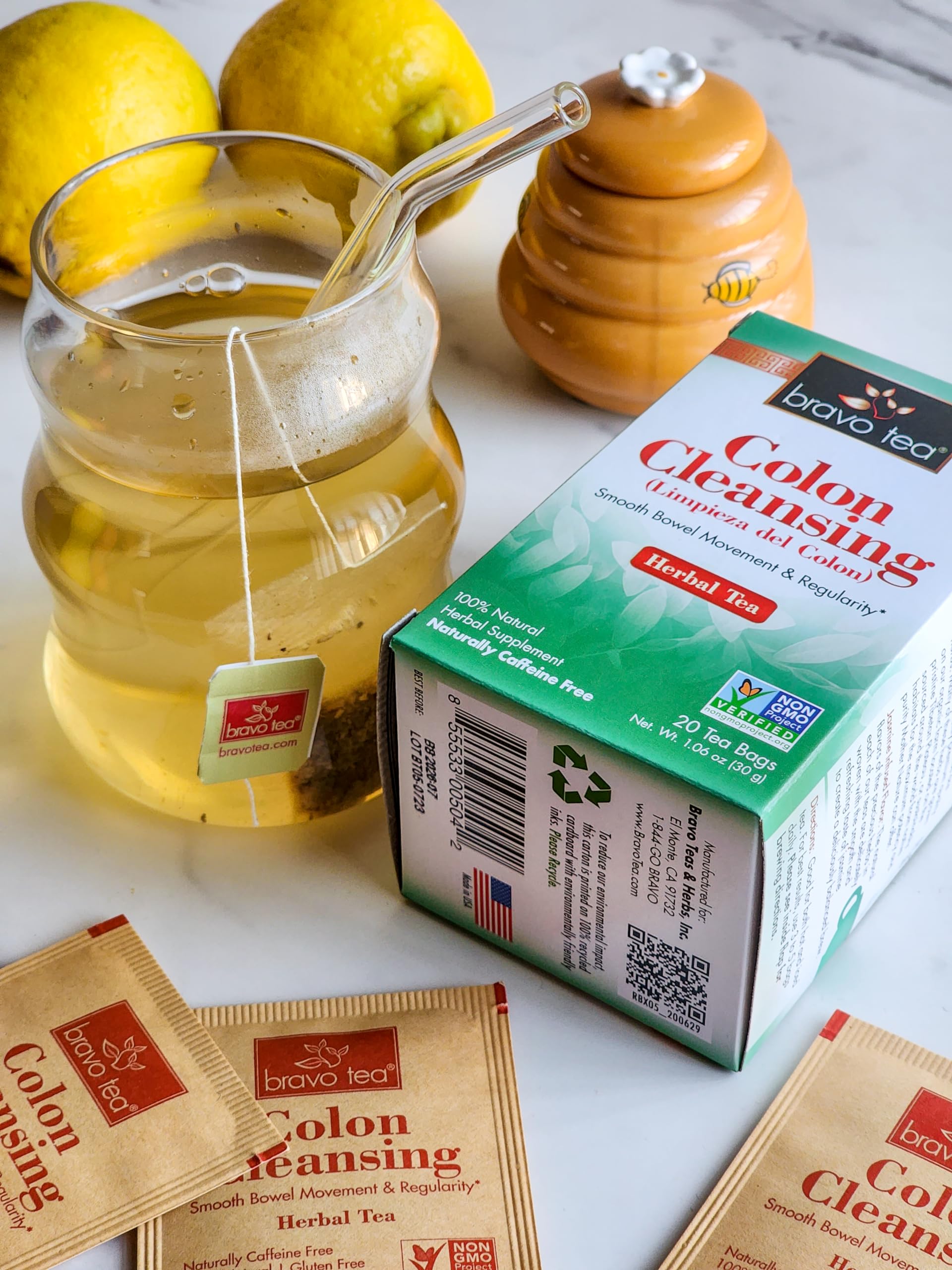 Bravo Tea Colon Cleansing Herbal Tea Caffeine Free, 20 Tea Bags, 6 Count