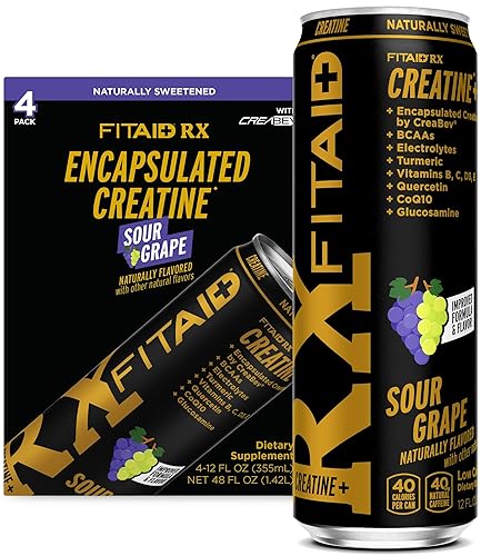 LIFEAID FITAID RX Recovery Blend Plus Creatine, BCAAs, Glucosamine, Electrolytes, 100% Clean, Paleo, Vegan and Gluten-Free, 12 Fl oz. cans (Pack of 4)