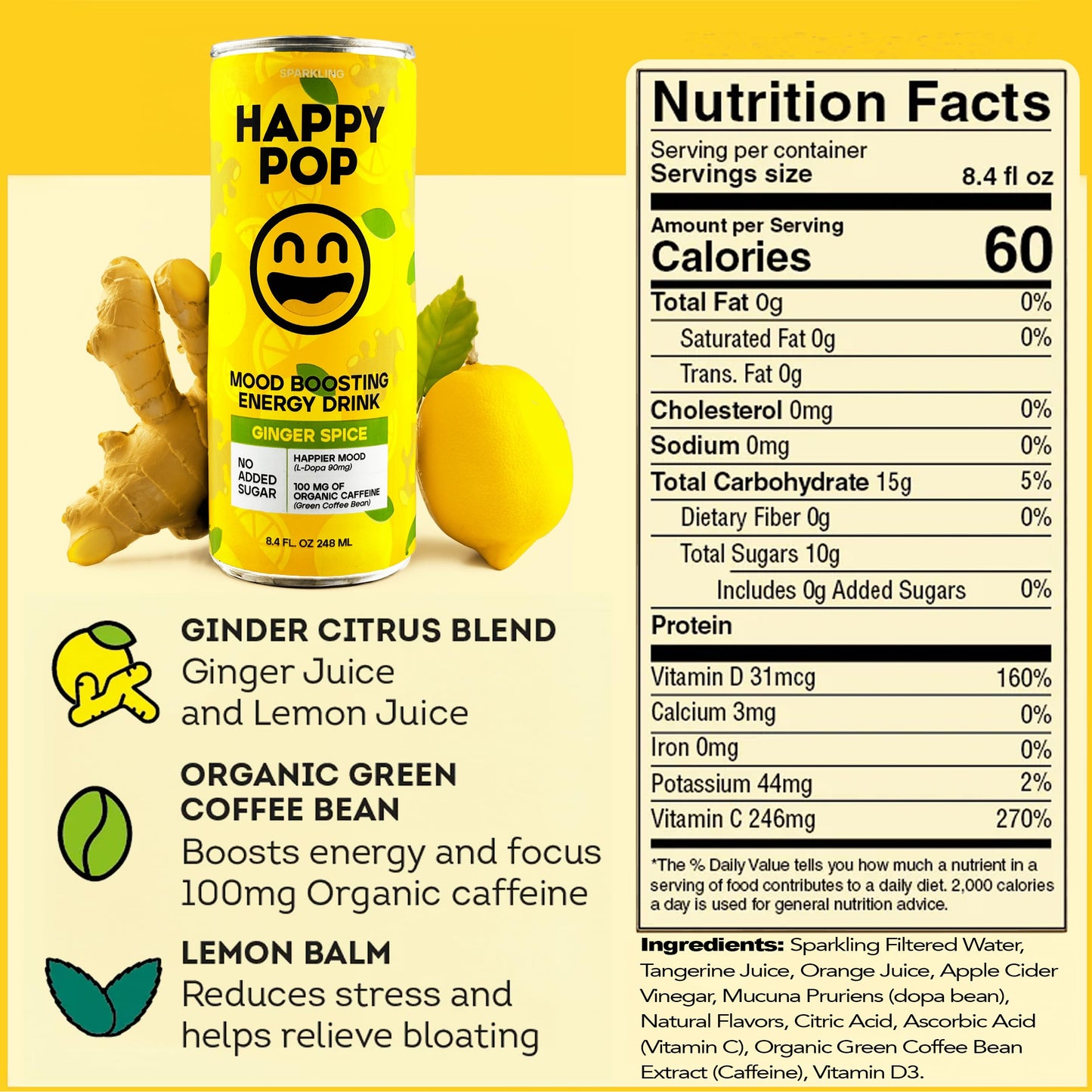 HAPPYPOP Energy Drink (ginger spice)