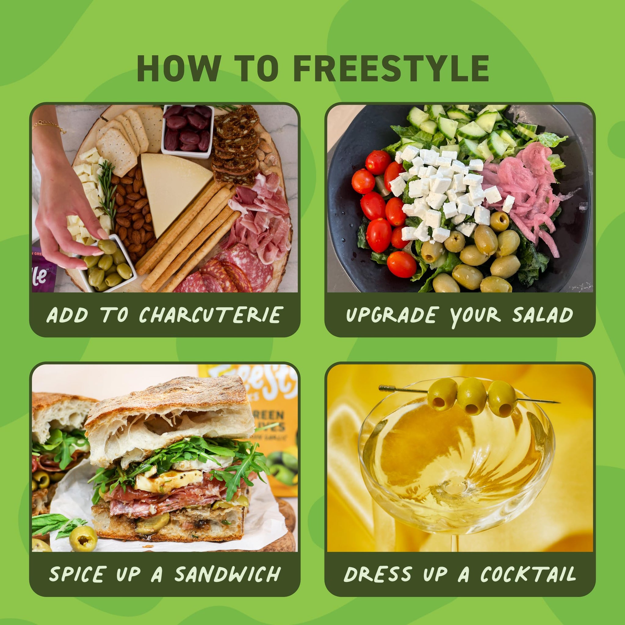 Freestyle Snacks Olive Snack Packs - As Seen on Shark Tank - Fresh Pitted Green Olives, Jumbo-Sized, Grown in Greece, All Natural, Non-GMO