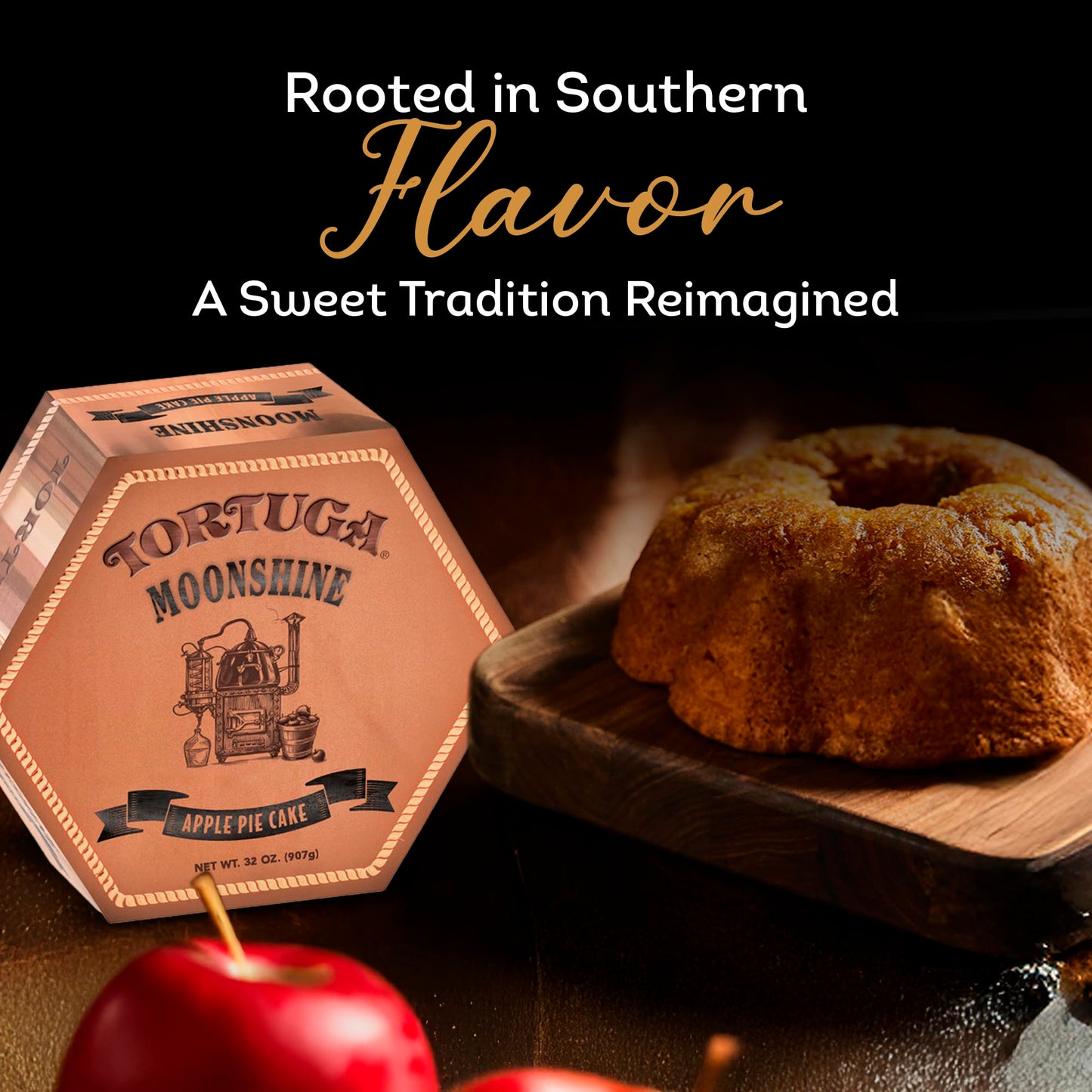 TORTUGA Caribbean Moonshine Apple Pie Cake - 16 oz Cake - The Perfect Premium Gourmet Gift for Gift Baskets & Birthday Gifts - Great Cakes