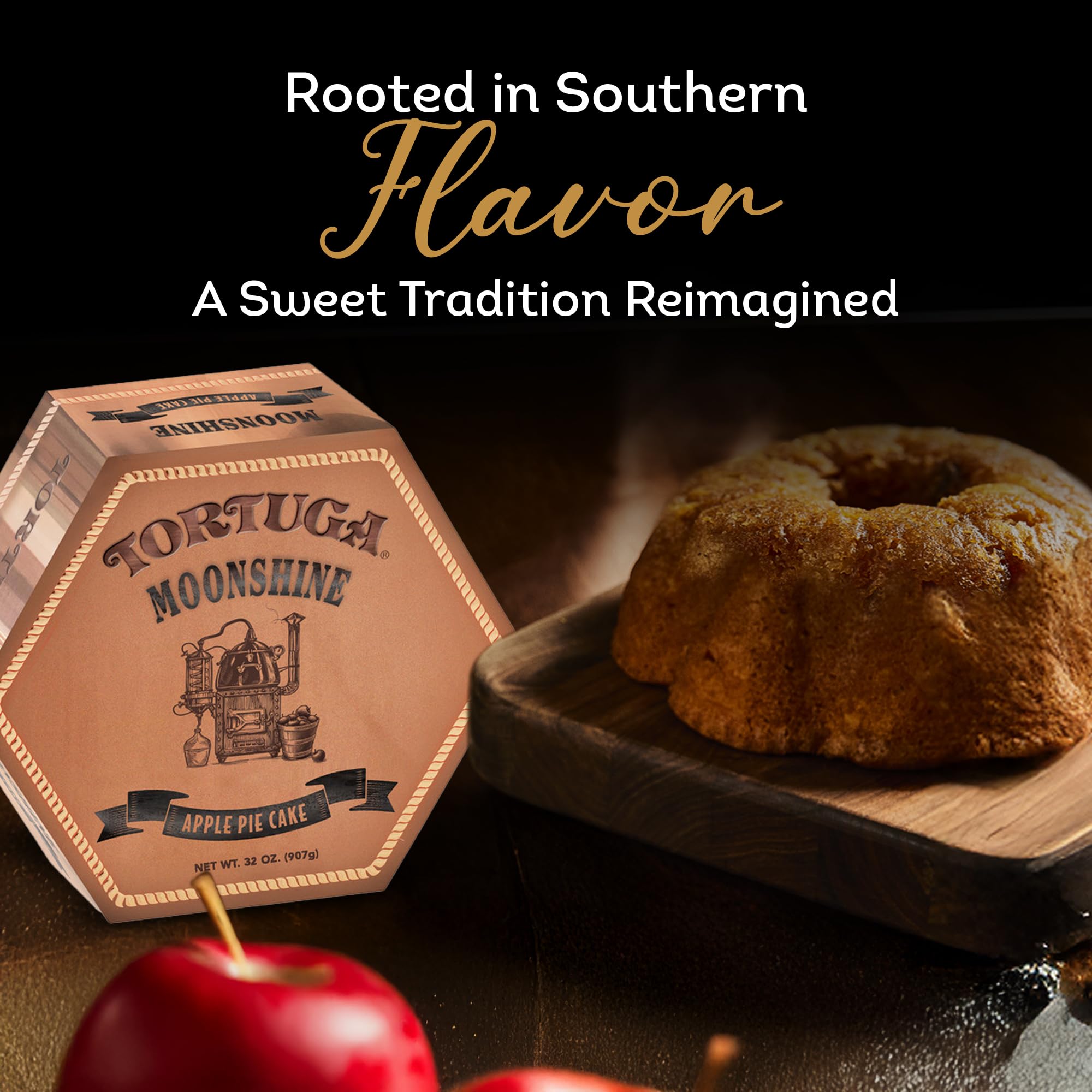 TORTUGA Caribbean Moonshine Apple Pie Cake - 16 oz Cake - The Perfect Premium Gourmet Gift for Gift Baskets & Birthday Gifts - Great Cakes