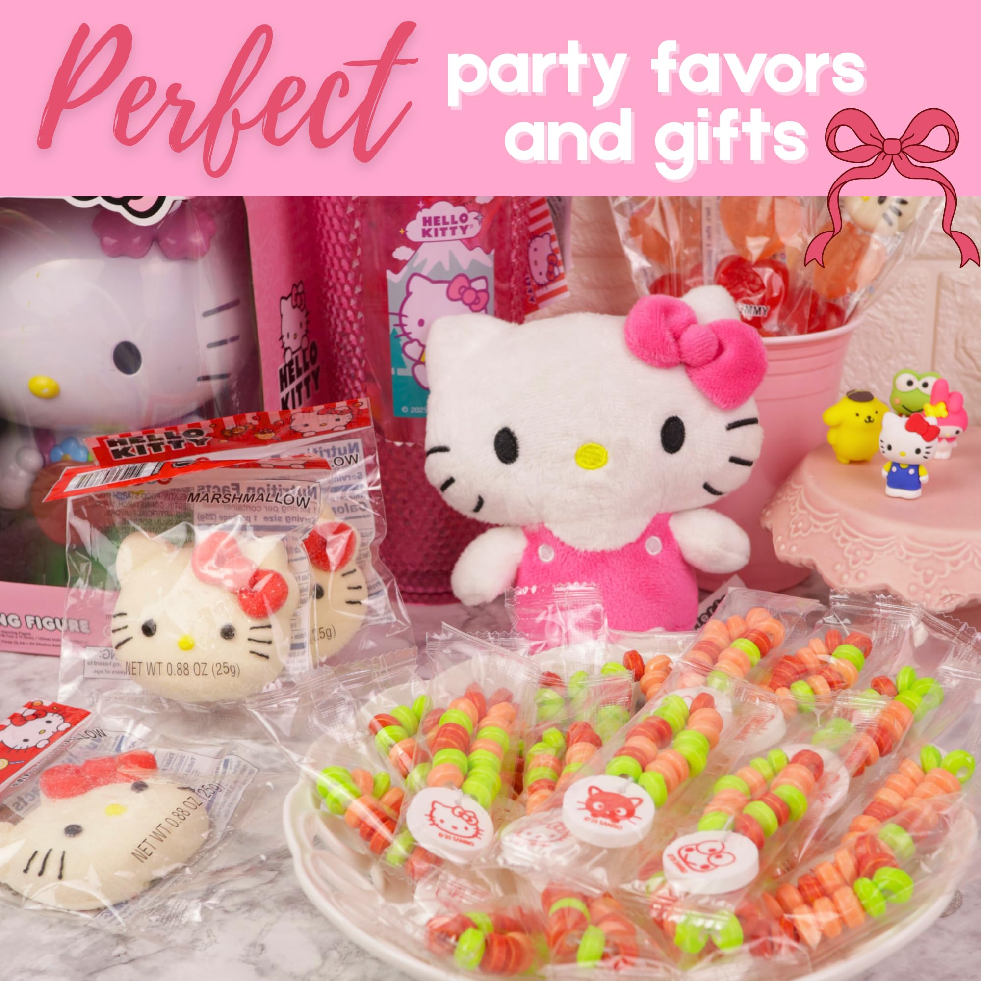 Hello Kitty Candy Bracelets, Edible Jewelry with Character Charms, Individually Wrapped Party Favors, 20 Pieces Inside