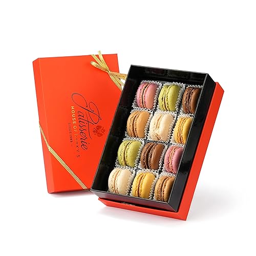 French Almond Macarons Cookies Gift Box - 12 pcs (Pack of 2) - Non GMO, Assorted Macaroons Cookies - Imported From France