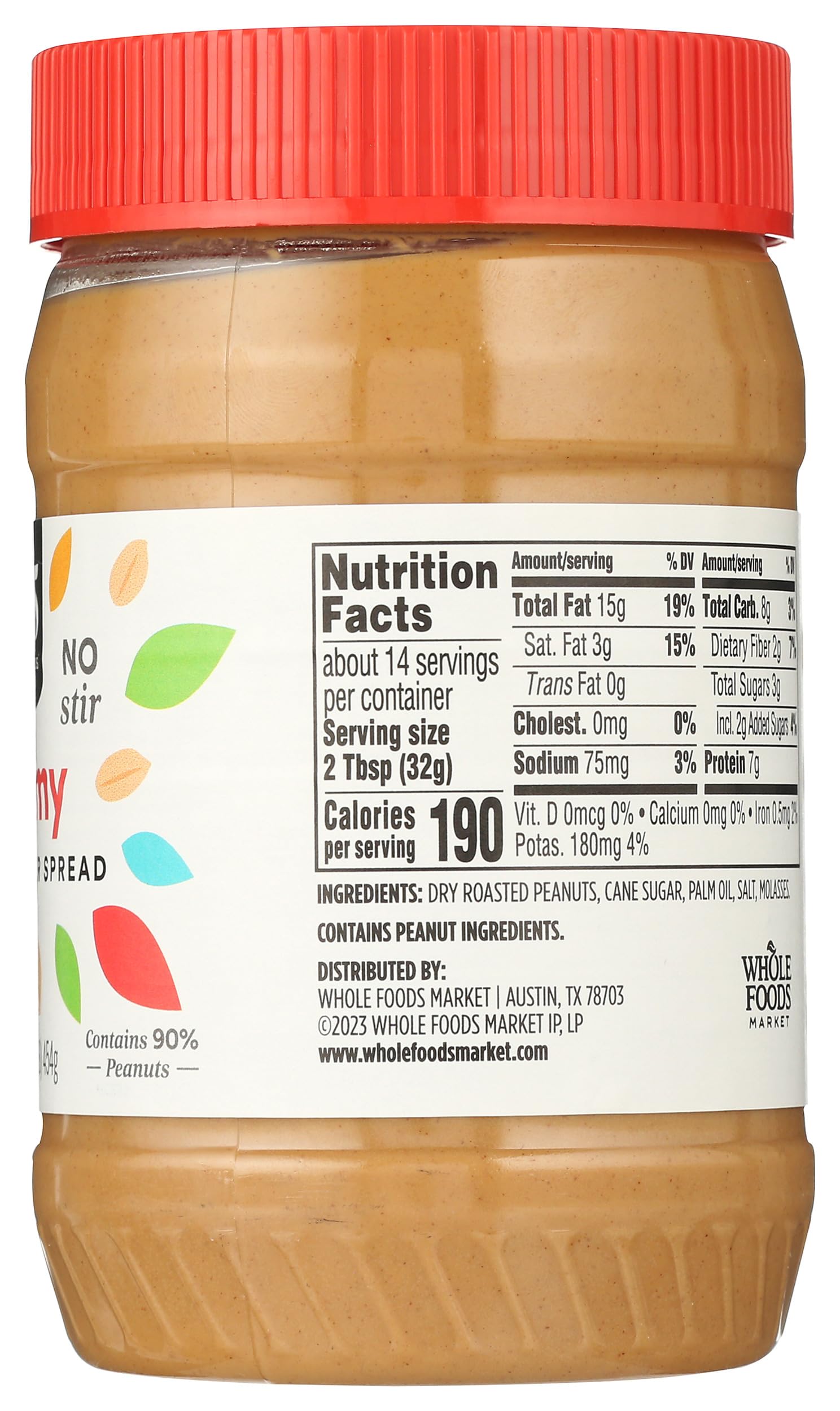 365 by Whole Foods Market, Creamy Peanut Butter Spread, No Stir, 16 Ounce