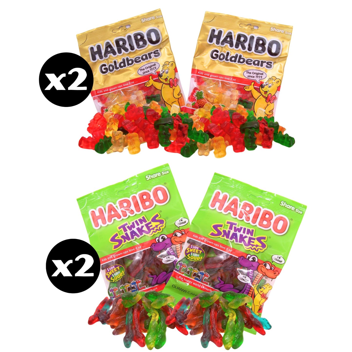 Haribo Holiday Train Assorted Gummy Bears & Candy, Holiday Candy Gift, Stocking Stuffer Gift, 8 Bags Included, 32 Ounces