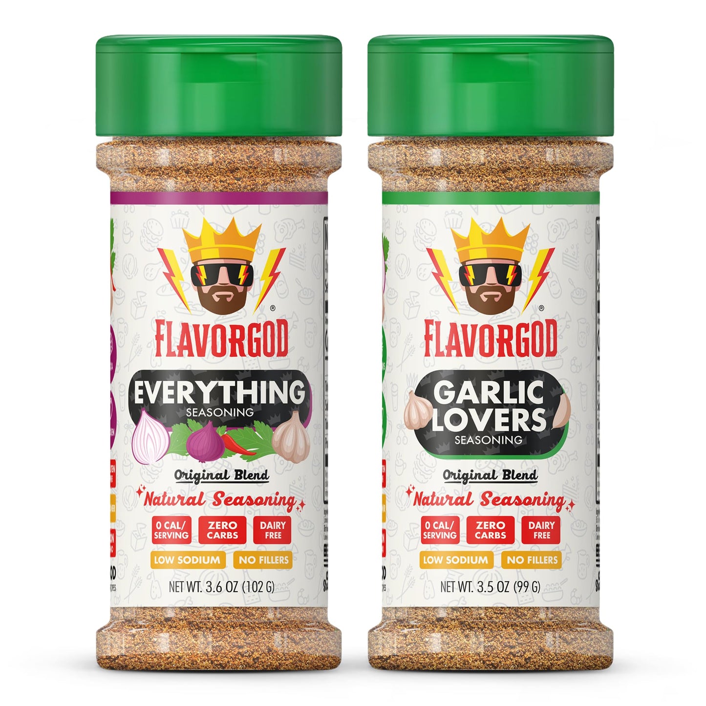 Classic Combo Pack of 2 Herb, Spice and Seasoning Gift Set - Everything, Garlic Lovers - Premium All Natural & Healthy Spice Blend - Low Sodium