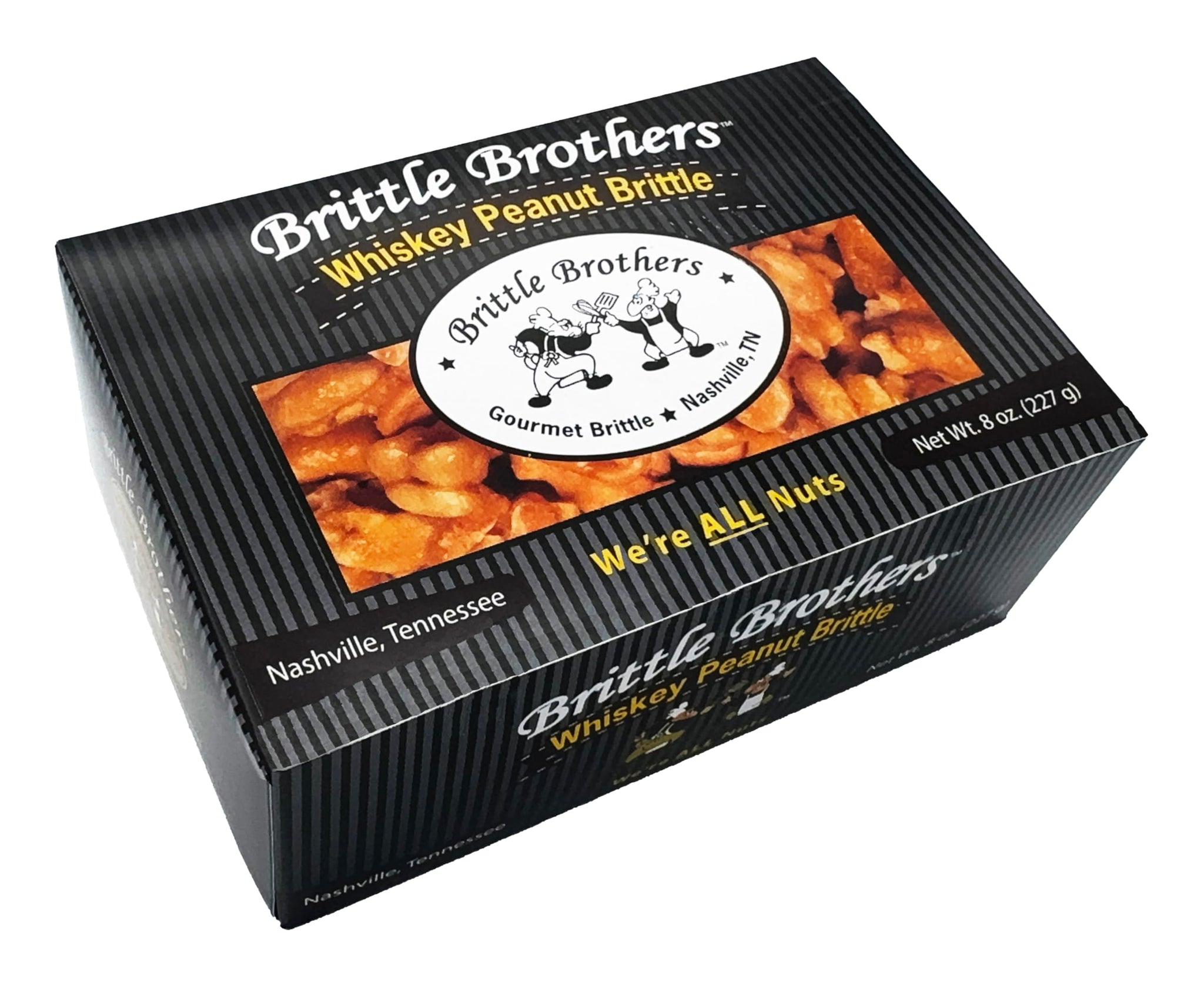Brittle Brothers Whiskey Flavored Peanut Brittle - 8 oz. Gift Box - Gourmet Candy