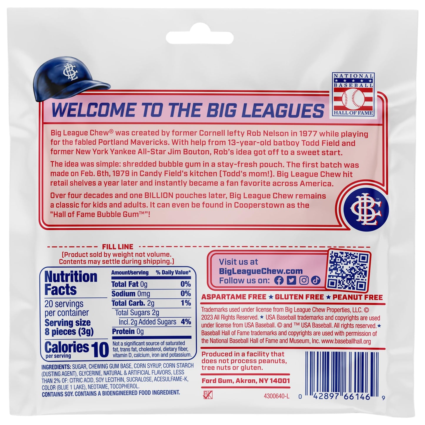 Big League Chew Blue Raspberry Bubble Gum 3-Pack - 2.12oz Packets - Big Rally Blue Raspberry Baseball Gum - Baseball Candy Set for Treats, Party