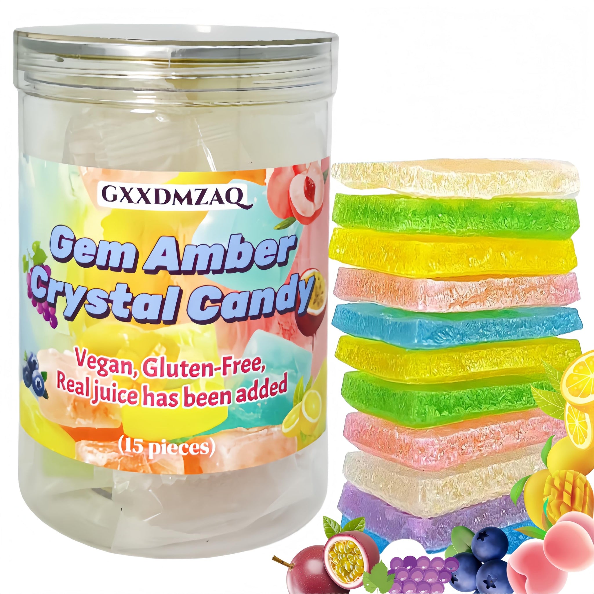 Crystal Gemstone Candy Jar - Japanese Thin & Crispy ASMR Snacks with Chewy Centers, Individually Wrapped Fruit Flavors, Perfect Party Favors, Birthday