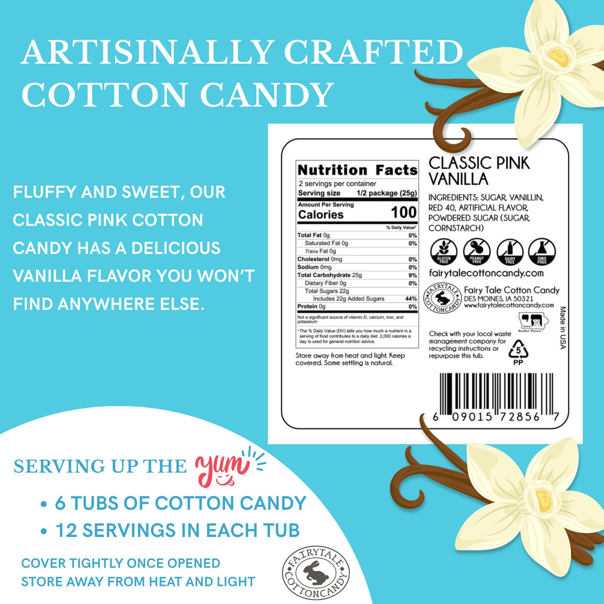 CHOCOLATE STORYBOOK Cotton Candy - Unique Idea for Holidays, Birthdays, Gag Gifts, Party Favors (Classic Pink, 1.75 oz each, 6-Pack)