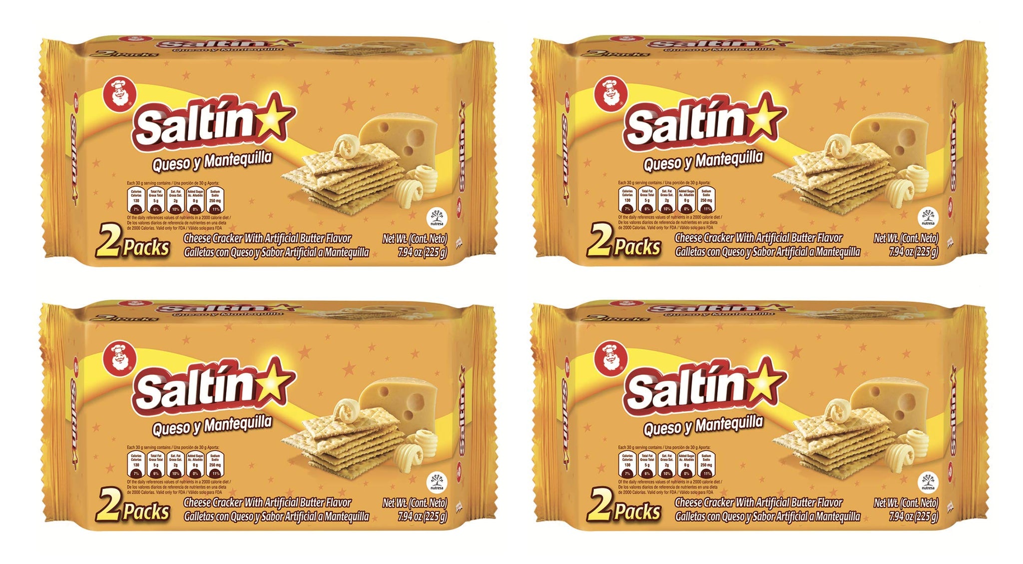 Saltin Noel Cheese and Butter Crackers | Perfect Blend of Cheese & Butter | 7.93 Oz (Pack of 4)