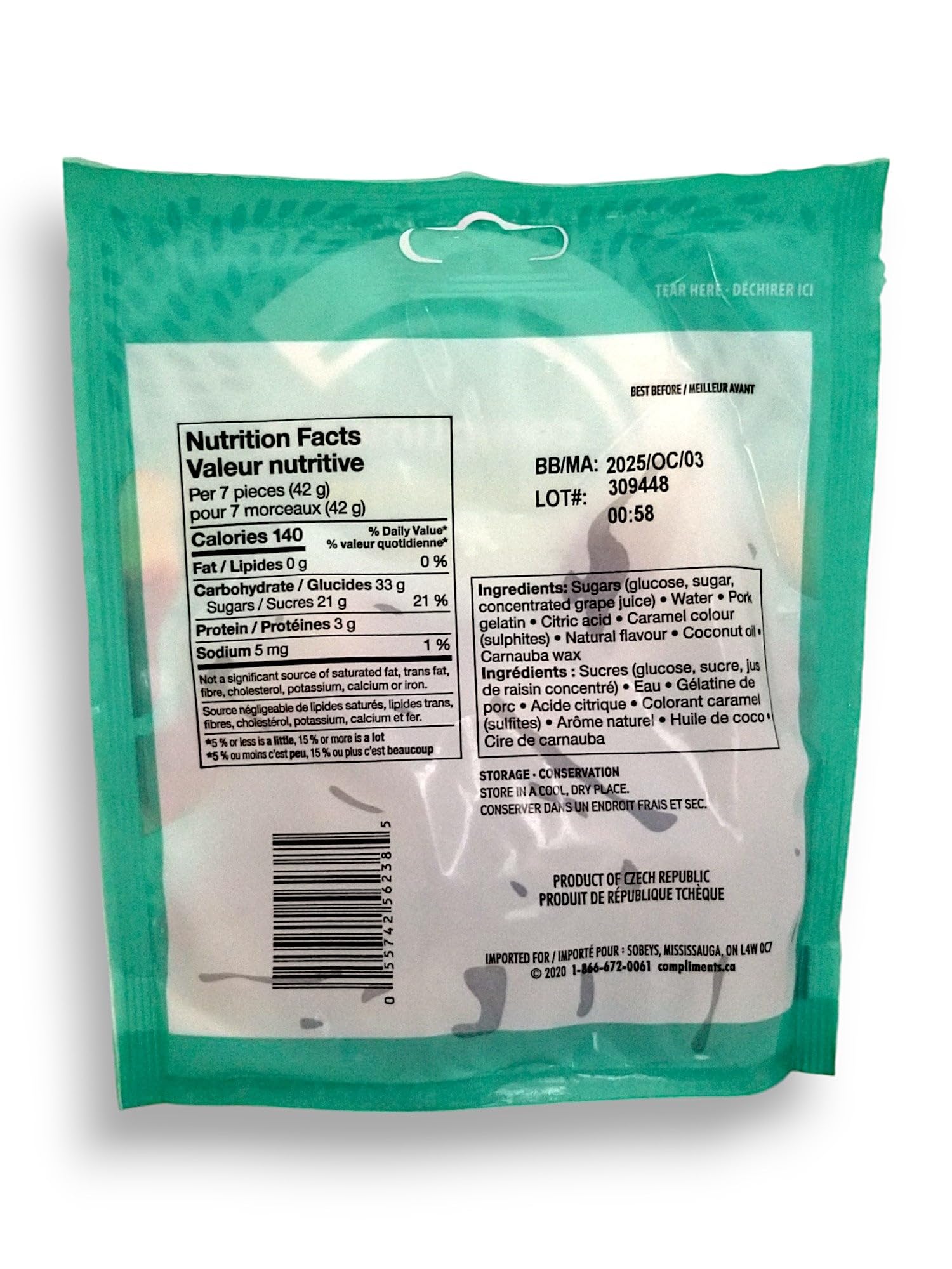 Compliments Cola Gummy Candy, 125g/4.4 oz.