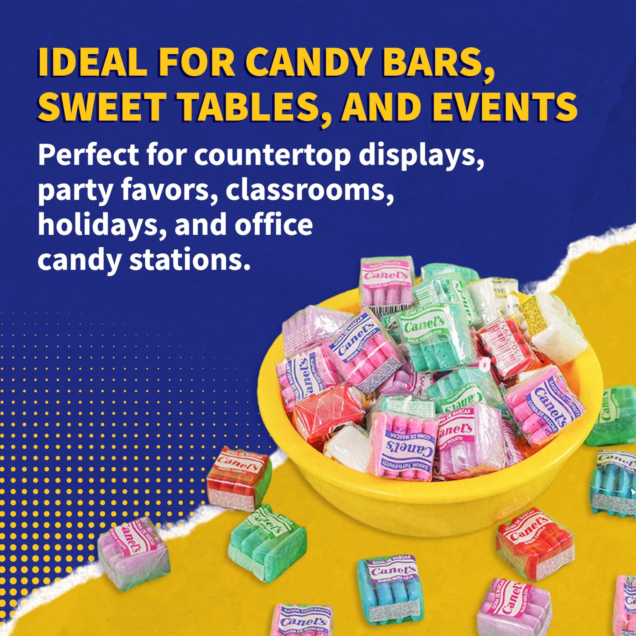 Canel’s Assorted Chewing Gum, 4 Piece Packs in Original Flavors, for Parties and Sharing, 300 Count Jar (Pack of 1)
