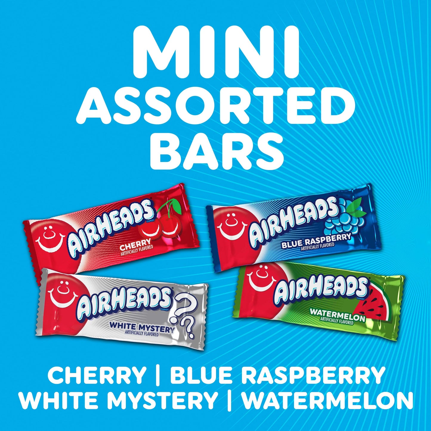 Airheads Mini Candy Bars, Taffy Variety Pack, Individually Wrapped Bulk Candy, Six Assorted Fruit Flavors Artificially Flavored, 5 Pound Bag