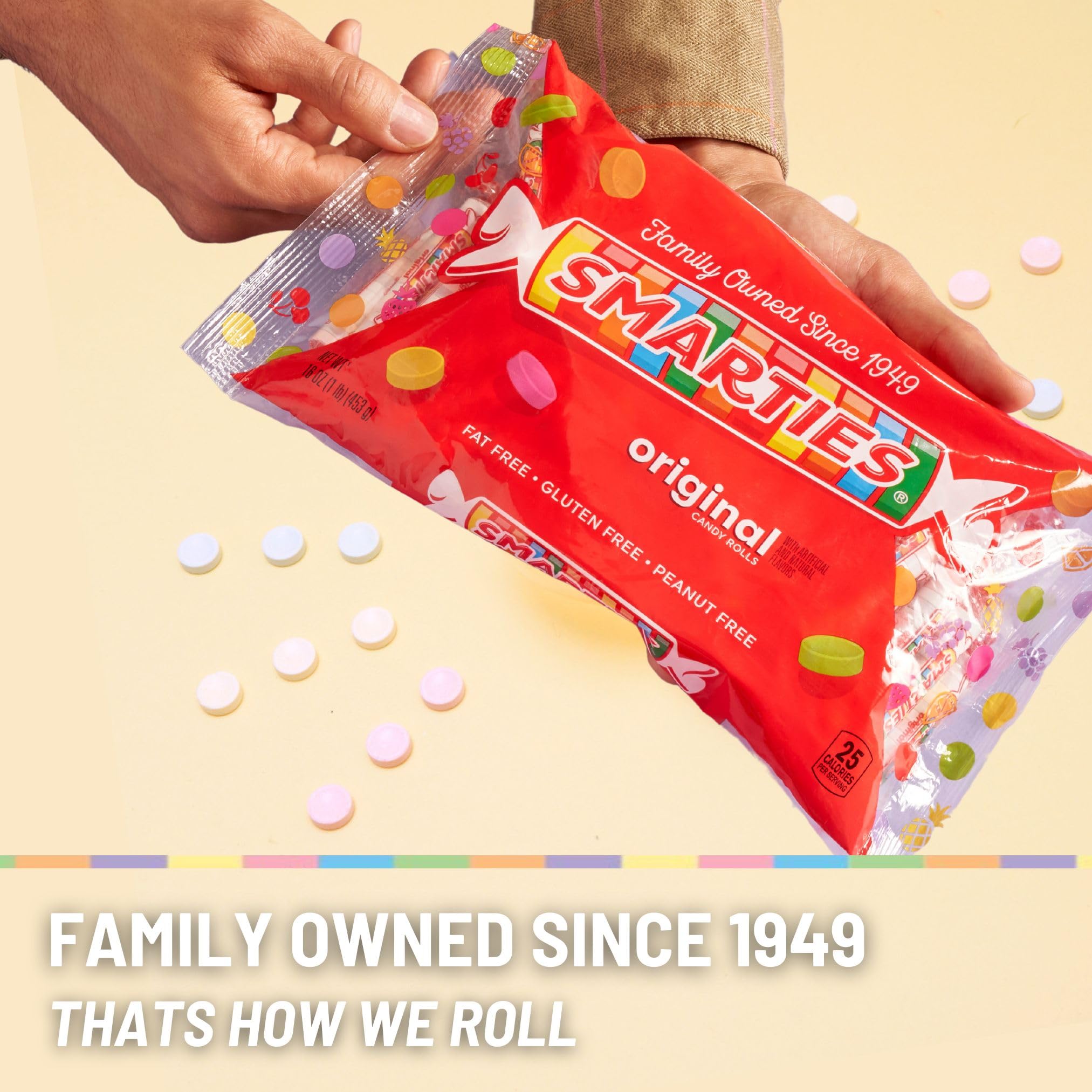 Smarties Candy Rolls Assorted Flavors, 1 LB (Pack of 12)