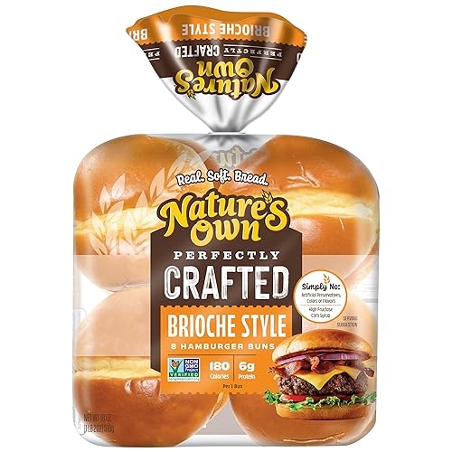 Nature's Own Perfectly Crafted Brioche Style Hamburger Buns, Non-GMO Hamburger Buns, 8 Count