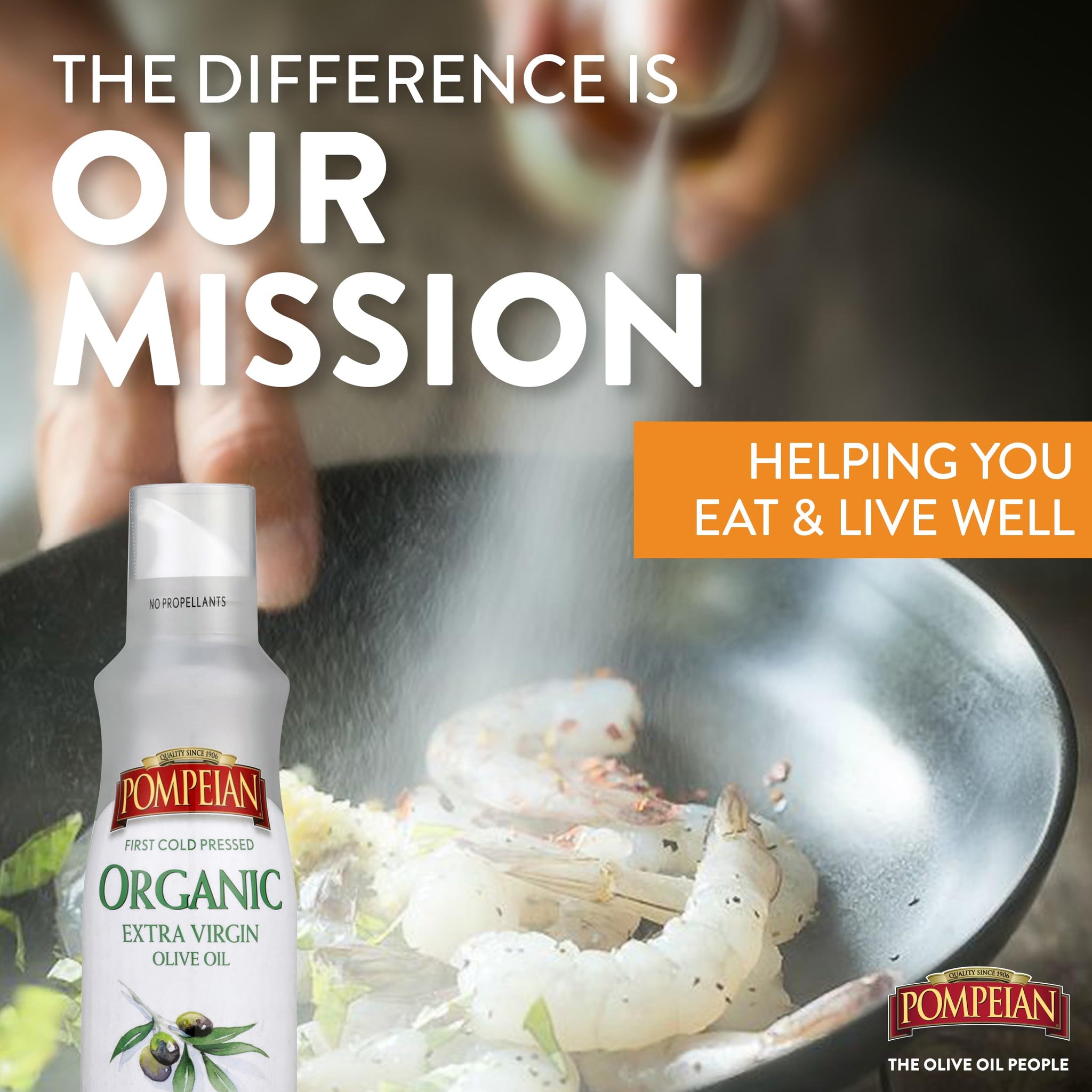 Pompeian USDA Certified Organic Smooth Extra Virgin Olive Oil Non-Stick Cooking Spray, First Cold Pressed, Delicate Flavor, Perfect for Sauteing & Stir-Frying, No Propellants, 5 FL. OZ., Single Bottle