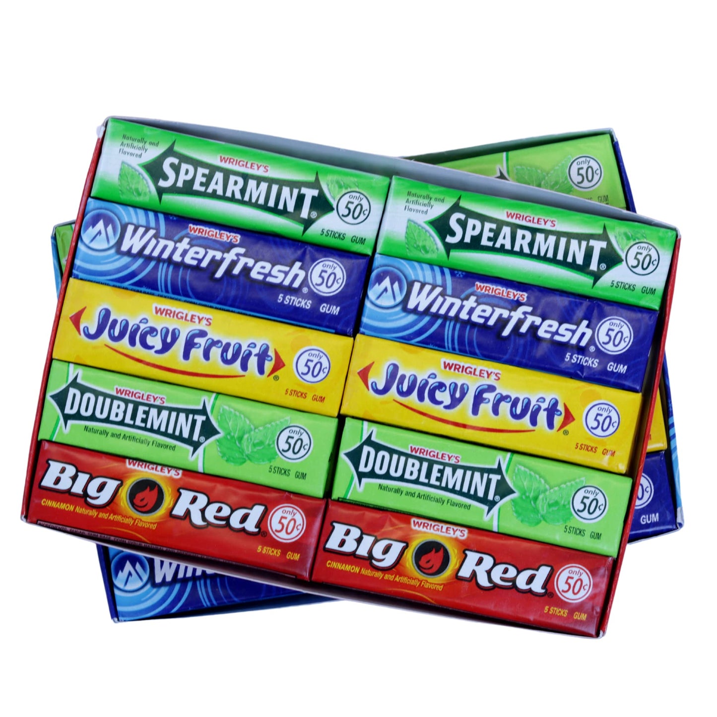 Bulk Bites Wrigley's Chewing Gum Assortment 40 Packs - 8 of Each (5 Flavors) Doublemint, Spearmint, Juicy Fruit, Big Red, Winterfresh Bulk