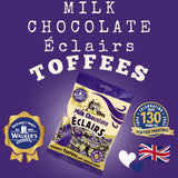 Walkers Nonsuch Milk Chocolate Eclairs 5.29 oz (Pack of 2) - Traditional British Chewy Butter Toffee Candy, Classic English Creamy Toffee Sweets