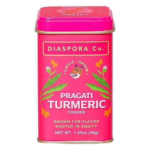 Diaspora Spice Co. Pragati Turmeric Powder - Single-Origin Heirloom Turmeric from India, High Curcumin (5.2%), Fresh Harvest Spice for Cooking, Golden