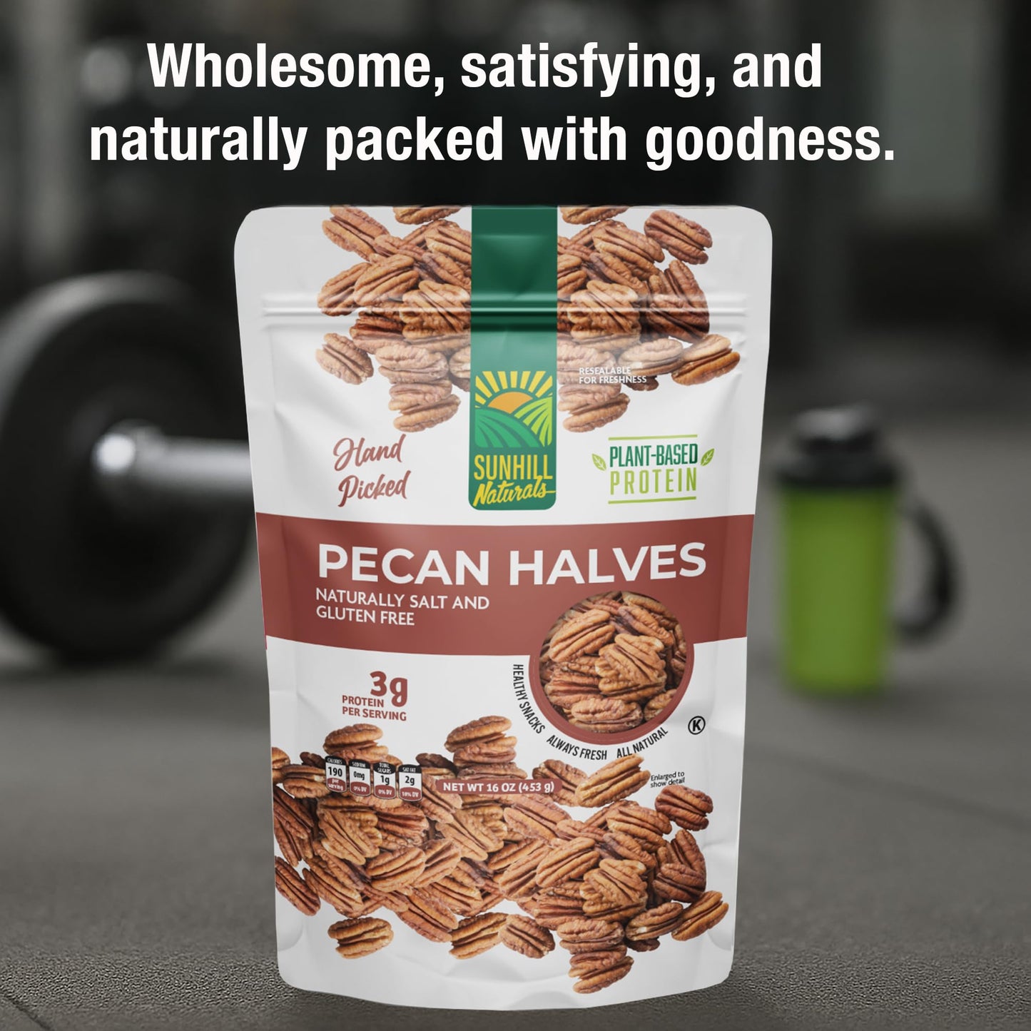 Sunhill Naturals Raw Pecan Halves | Premium Unsalted Pecan Nuts | Healthy Snacking | Fresh Fancy Junior Mammoth Halves