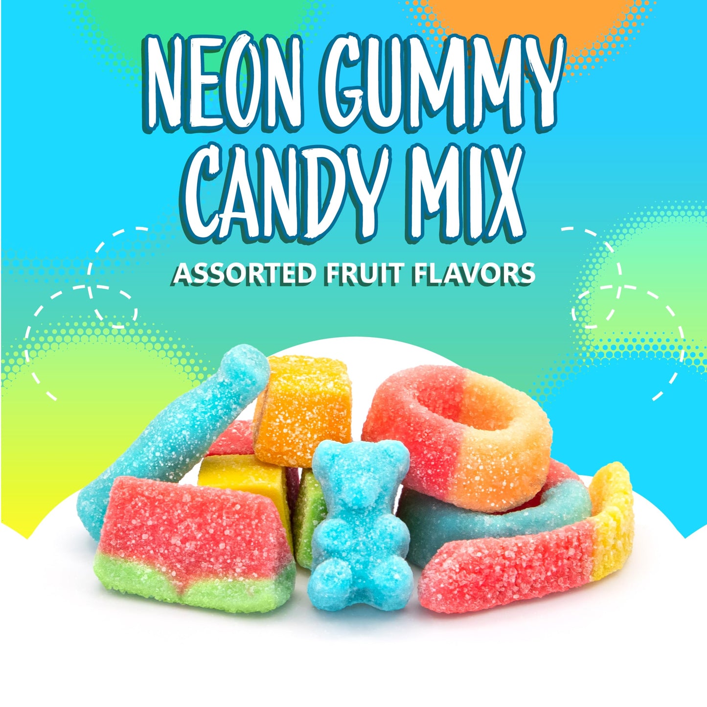 Gummy Candy Mix | 2-Pound Bag | Gummy Worms, Bears, Watermelon Wedges, Rings, and Blocks | Assorted Fruit Flavors Sour Candy | Sour Gummies for Candy