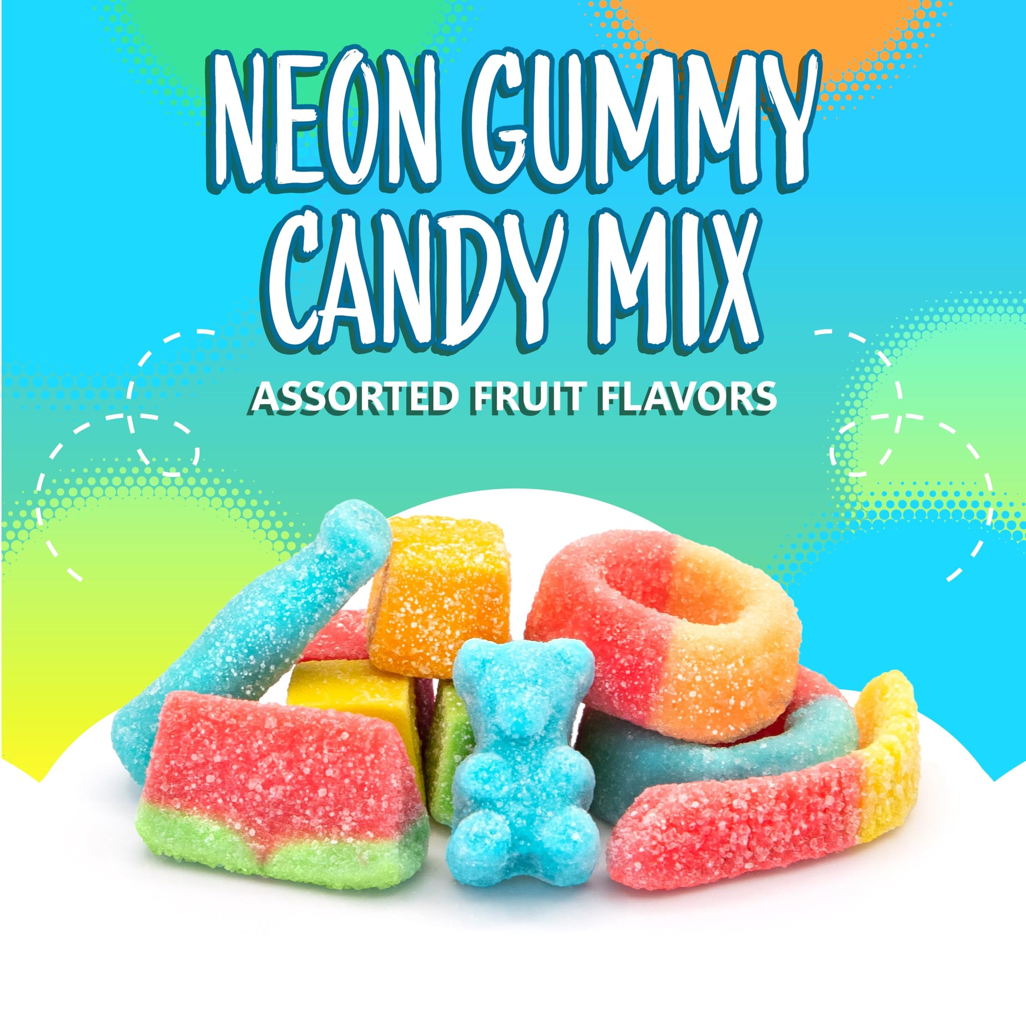 Gummy Candy Mix | 2-Pound Bag | Gummy Worms, Bears, Watermelon Wedges, Rings, and Blocks | Assorted Fruit Flavors Sour Candy | Sour Gummies for Candy