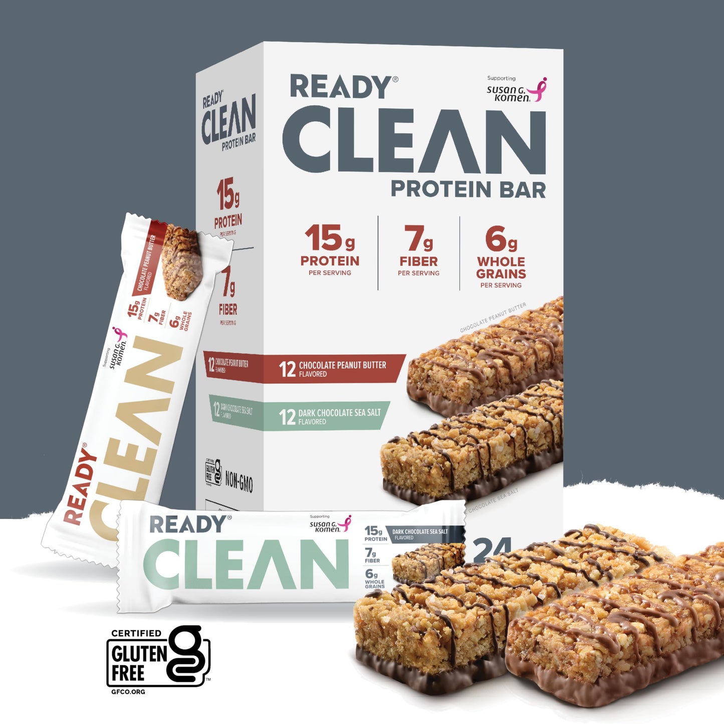 Ready® Protein Bars - High-Protein Snack with 15g Whey Protein, With Flaxseeds and Omega-3s for Sustained Energy, Supports Lean Muscle and Recovery