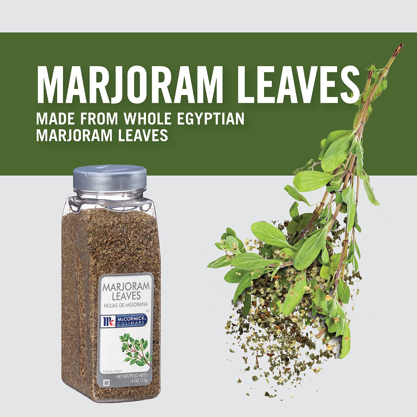 McCormick Culinary Marjoram Leaves, 4 oz - One 4 Ounce Container of Marjoram Spice for a Bitter, Minty Flavor, Ideal in Stews, Salads, Pork and Beef
