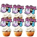 18pcs Black Glitter Pink Roller Skates Dessert Cupcake Topper 80s 90s Retro Hip Hop Roller Skating Rolling into 8 Theme Decor Supplies Boy Girl 8th