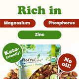 Food to Live Organic Four Nuts Mix, 1 Pound - A Blend of Dry Roasted Pistachios, Almonds, Pecans, Cashews, and Almonds with Himalayan Salt, Trail Mix