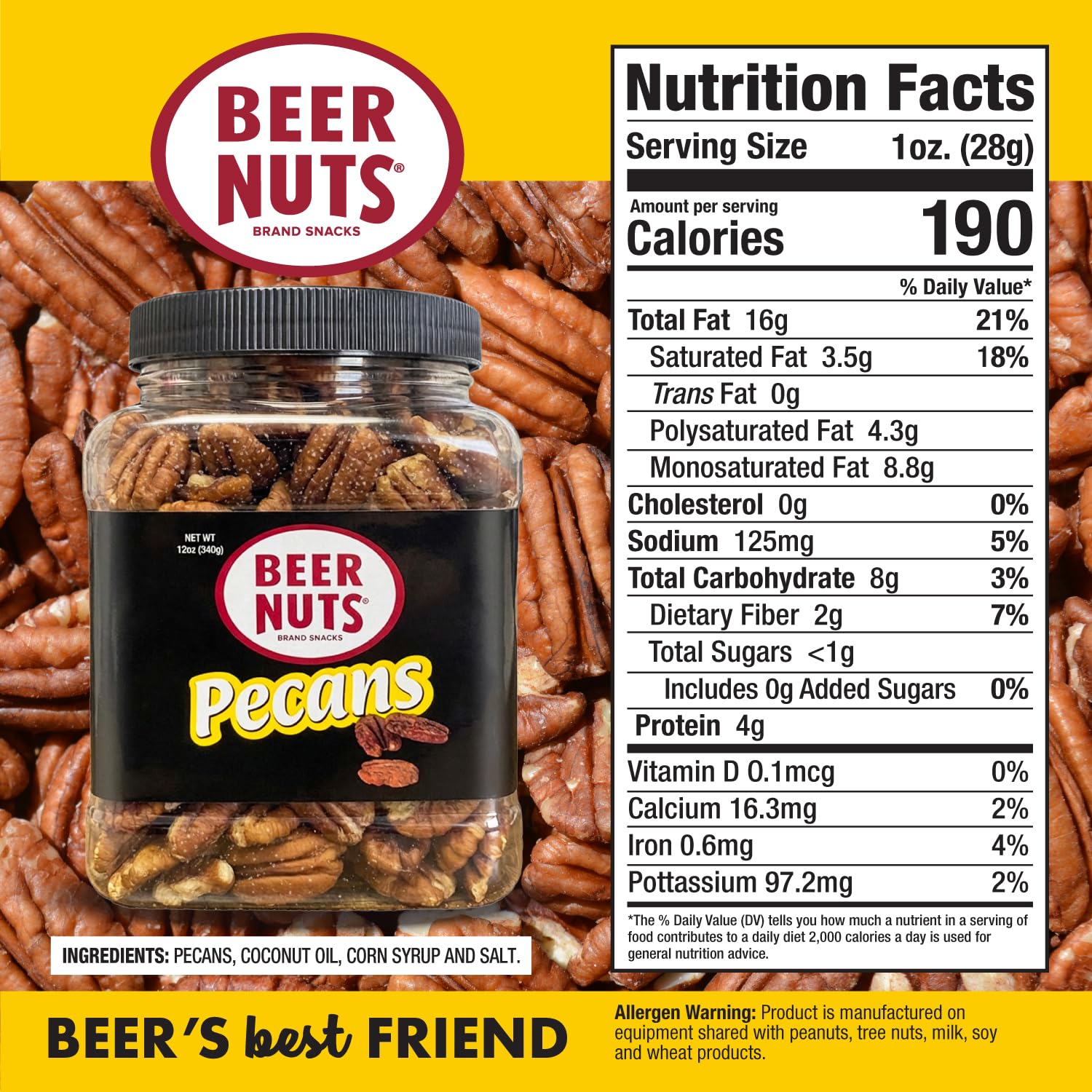 Beer Nuts Sweet and Salty Pecans, Unique Beer Nuts Flavor, Protein, Pralines, and Pie, Perfect for Holidays, Making Quality American Made Snacks Since