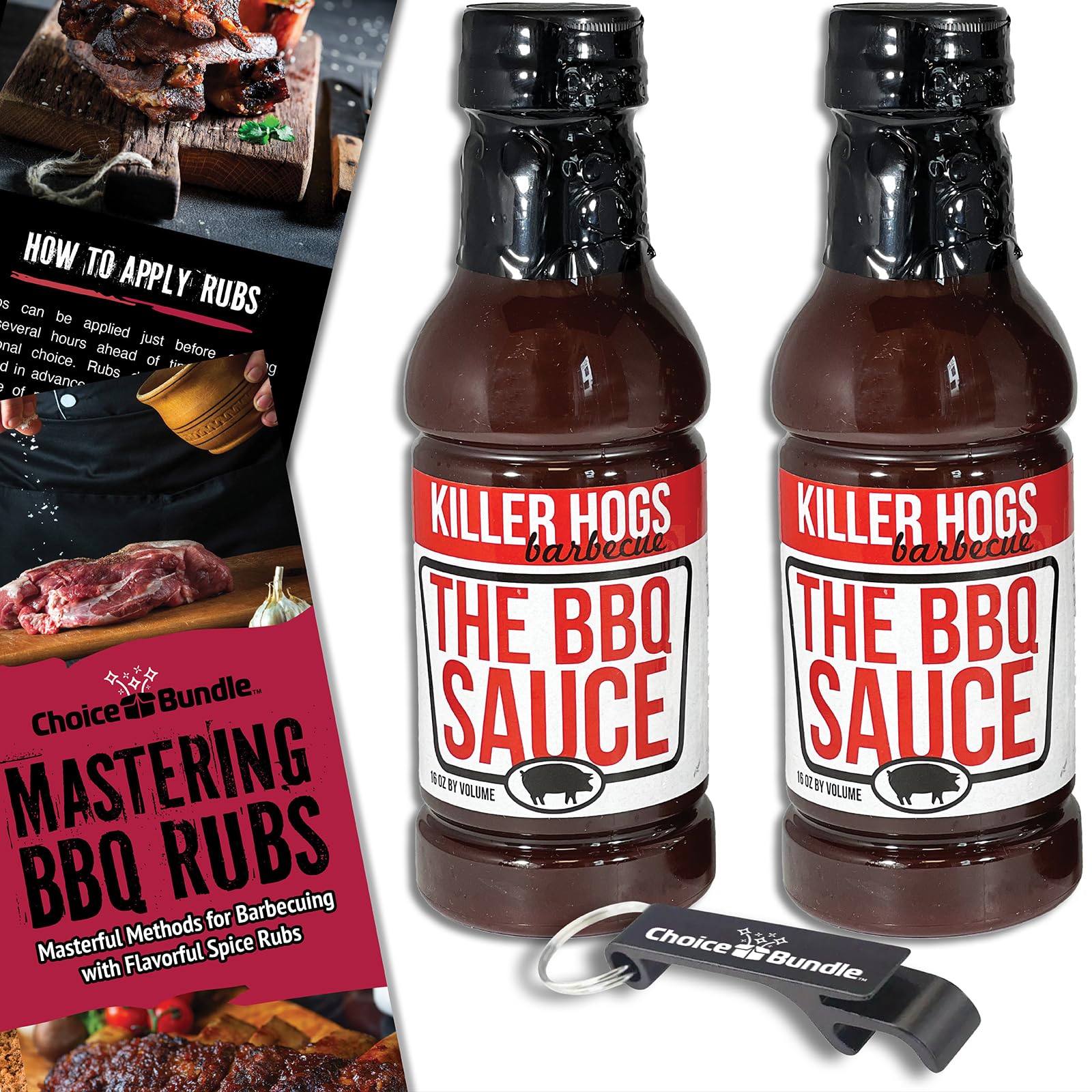 Killer Hogs The BBQ Sauce Memphis Style 2 pk (32 oz) Great to Dip Toss Glaze & More + Barbecue Masters & Bottle Opener (4 Items)!