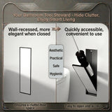Stainless Steel Recessed Toilet Brush Holder - Invisible in-Wall Bathroom Niche Cabinet with Tileable Door, Enclosed Storage, Hygienic & Space-Saving