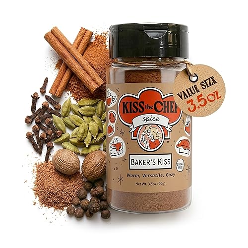 Kiss the Chef Baker's Kiss Cinnamon Cardamom Spice Blend 3.5 oz - Warm Spice for Baking, Iced Coffee, Apple Pie, Cocktails & Ice Cream - All-Season