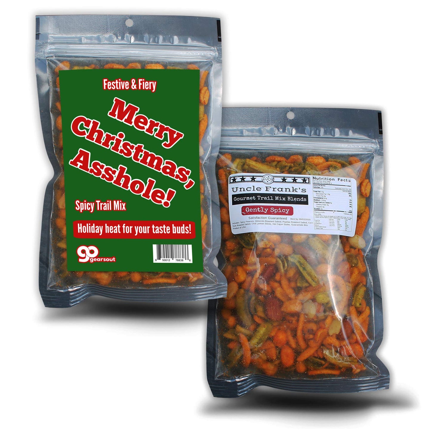 Merry Christmas Asshole Spicy Trail Mix - Holiday Food Gifts for Adults - Premium Trail Mix, Funny Stocking Stuffer, Made in the USA