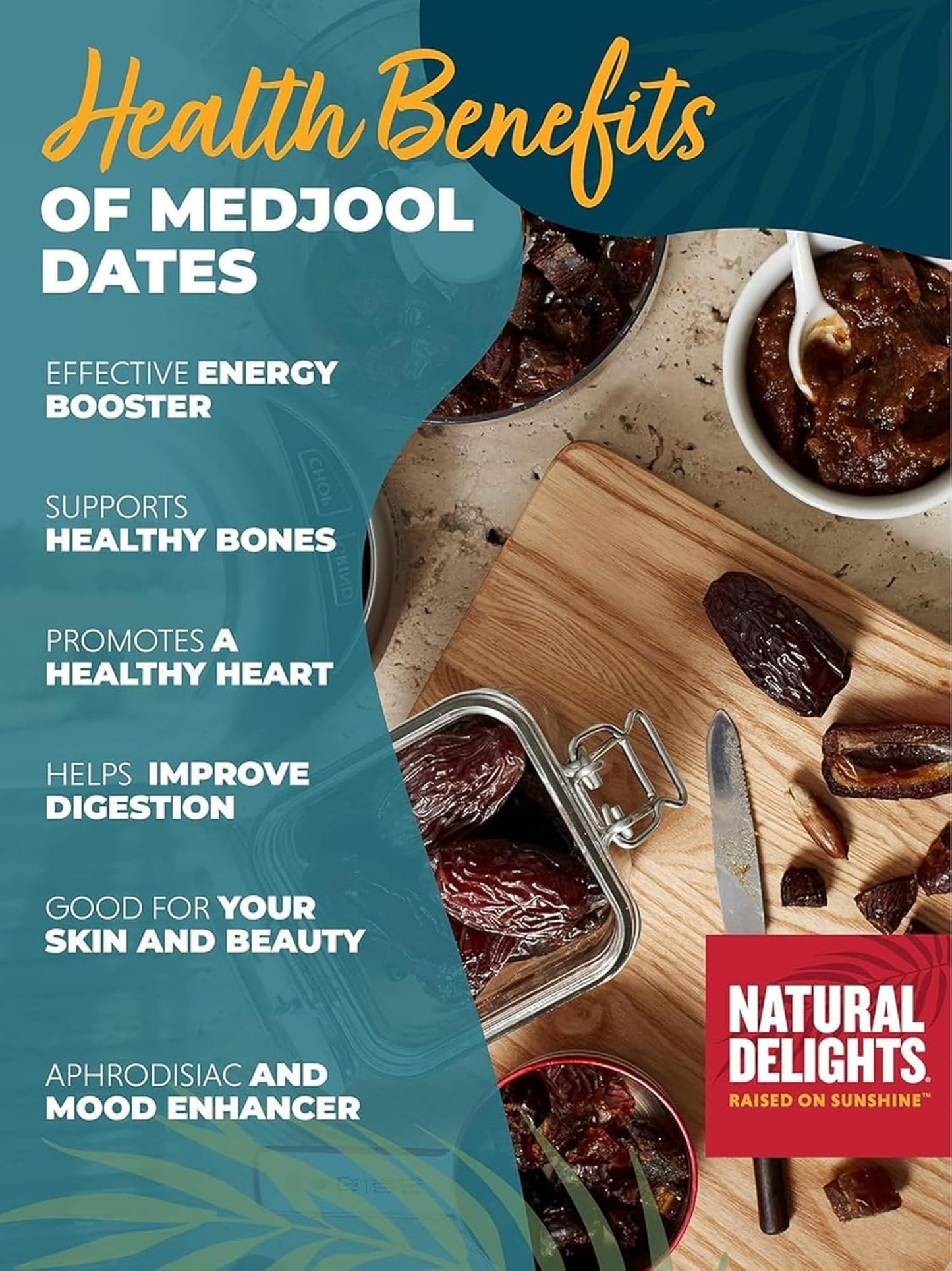 Natural Delights Organic Medjool Dates Whole - USDA Certified Organic Fruit, Good Source of Fiber & Potassium, Naturally Sweet, Snack for On-the-Go