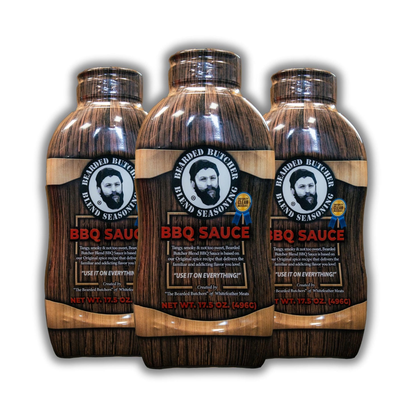 Bearded Butchers BBQ Sauce 17.5 oz, Pack of 3 - Tangy & Smoky, Original Spice Blend, Gluten Free, No MSG, Real Ingredients, Perfect for Ribs, Brisket