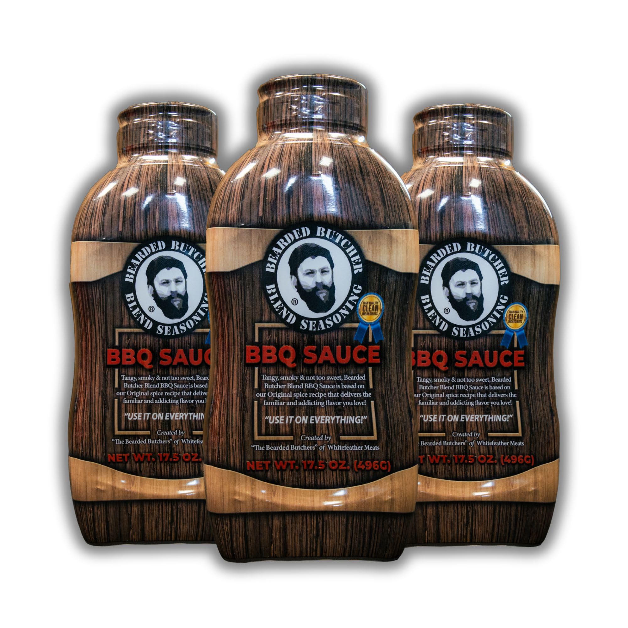 Bearded Butchers BBQ Sauce 17.5 oz, Pack of 3 - Tangy & Smoky, Original Spice Blend, Gluten Free, No MSG, Real Ingredients, Perfect for Ribs, Brisket