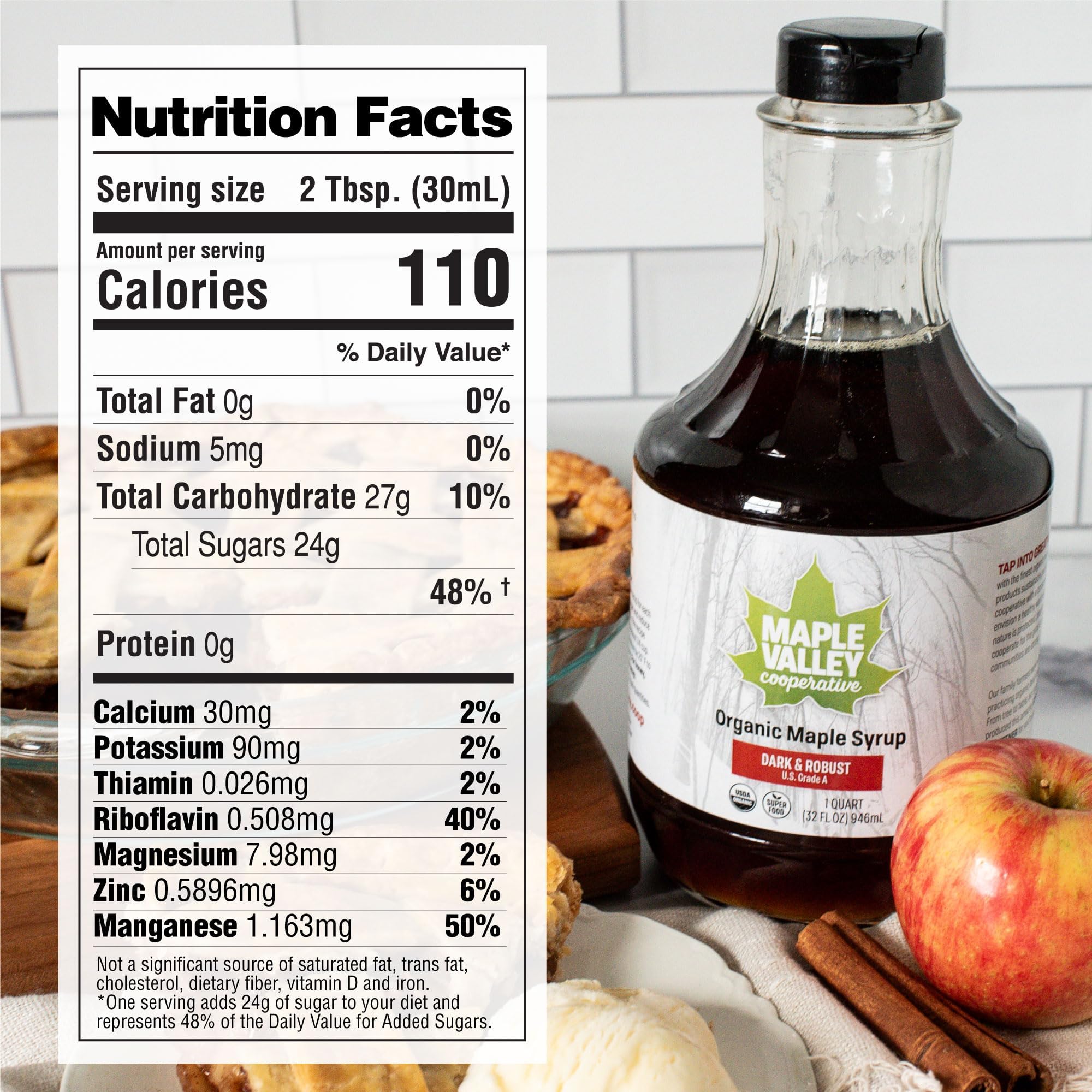 Maple Valley Organic Pure Maple Syrup, Dark & Robust Better Than Pancake Syrup, Use for Coffee or All-Natural Sugar Substitute in Cooking and Baking