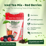 BioSweet Iced Tea Mixes - Red Berries Flavor | Zero Calorie Mix from Real Black Tea | Naturally Sweetened & Flavored | Non GMO, Gluten Free, Vegan (16